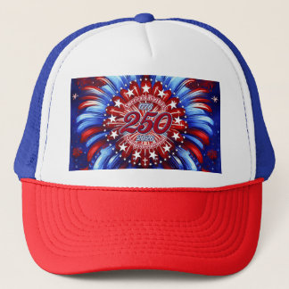 Amerikas Geburtstags-Semiquin-Grafik RWB Feuerwerk Truckerkappe