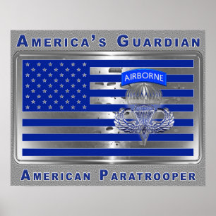 Amerikas "Guardian Im Flugzeug Paratrooper Flag" Poster
