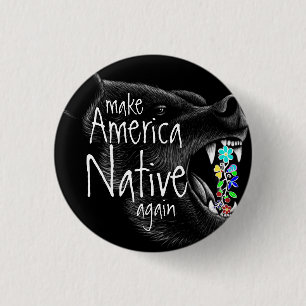 Amerikas Heimatbär Ojibwe Floral Black Bear Button