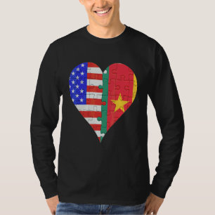 Amerikas kamerunisches Flaggenherz T-Shirt