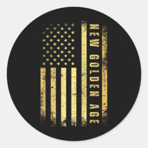 Amerikas neues goldenes Zeitalter Goldene Farbe - Runder Aufkleber