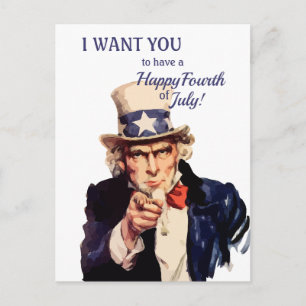 Amerikas Onkel Sam Frohes viertes Juli Postkarte