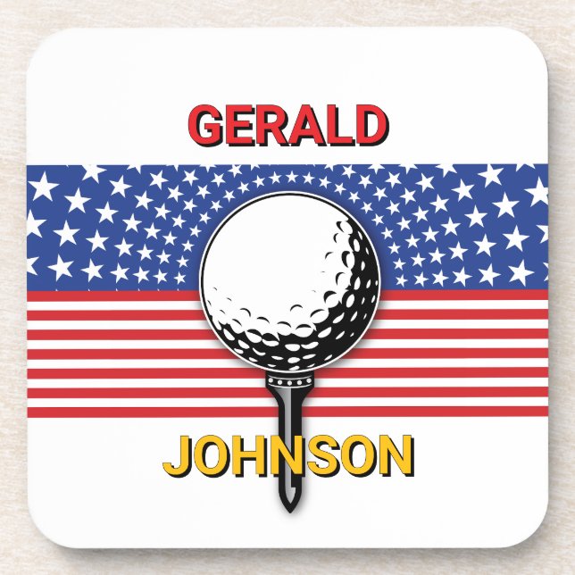 Amerikas Patriotisches Golfdesign Getränkeuntersetzer (Vorderseite)