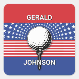 Amerikas Patriotisches Golfdesign Quadratischer Aufkleber