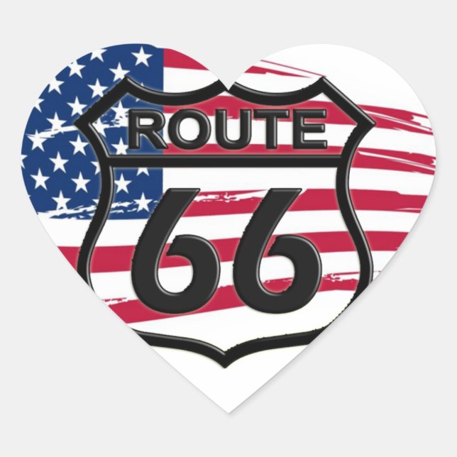 Amerikas Route 66 Herz-Aufkleber (Vorderseite)