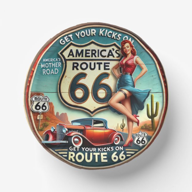 Amerikas Route 66 Pappteller (Vorderseite)