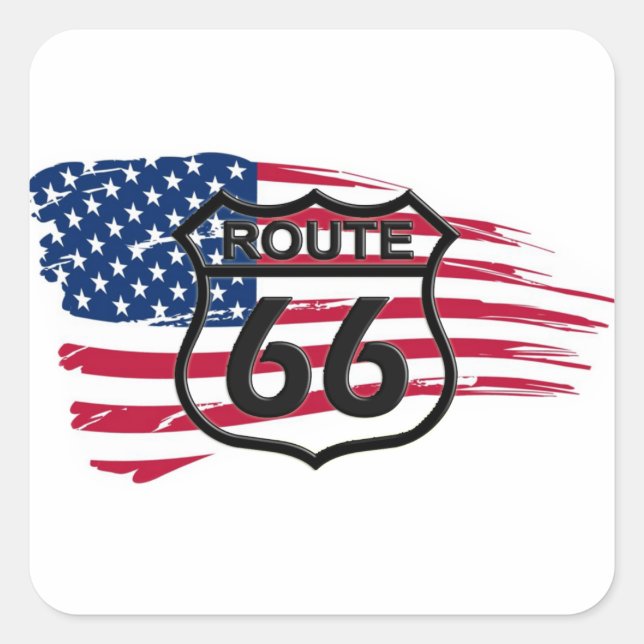 Amerikas Route 66 Quadratischer Aufkleber (Vorderseite)
