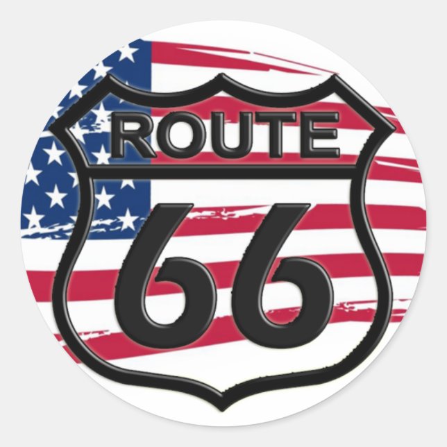 Amerikas Route 66 Runder Aufkleber (Vorderseite)