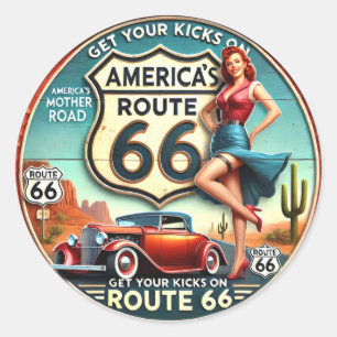 Amerikas Route 66 Runder Aufkleber