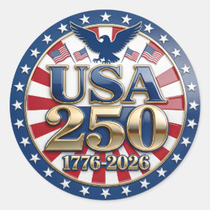 Amerikas Semiquincentennial 1776-2026 USA 250 Runder Aufkleber