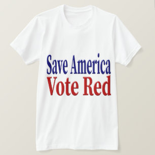 Amerikas Stimme Rot mit rot-blauem Text gerettet T-Shirt