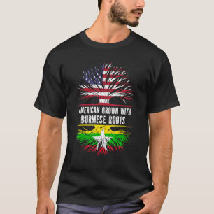 Amerikas Wachstum mit burmesischen Wurzeln US-Flag T-Shirt