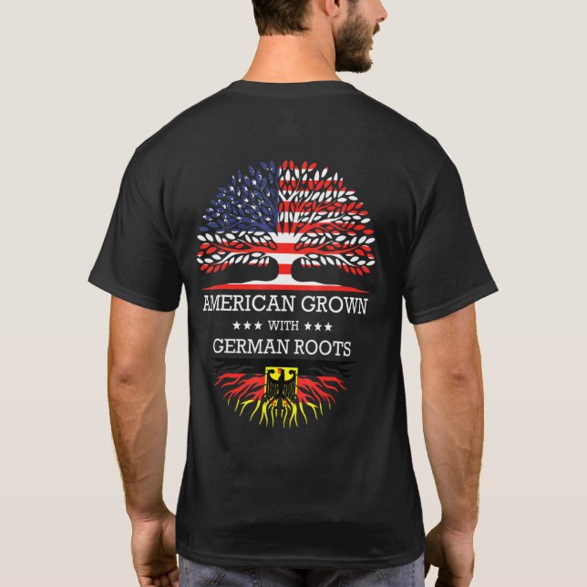 Amerikas Wachstum mit deutscher Wurzel-Flagge der  T-Shirt (Rückseite)