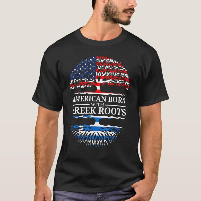 Amerikas Wachstum mit griechischen Wurzeln US-Flag T-Shirt (Vorderseite)
