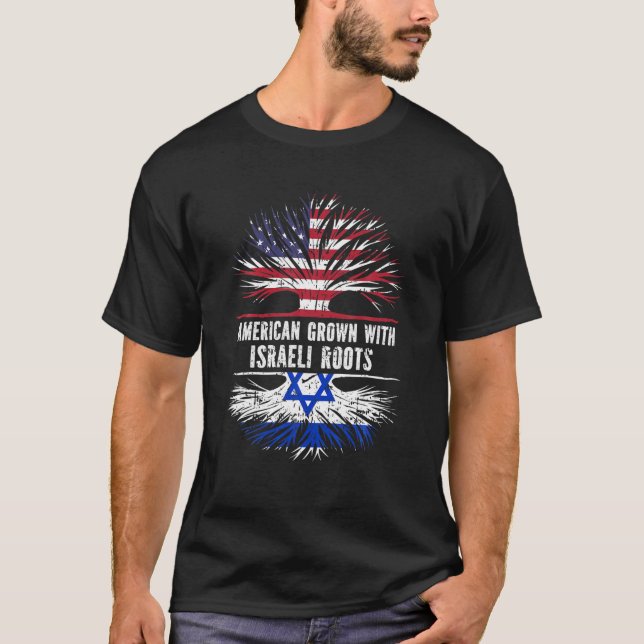 Amerikas Wachstum mit israelischer Roots USA Flagg T-Shirt (Vorderseite)