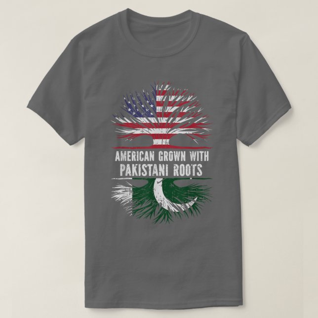 Amerikas Wachstum mit pakistanischen Roots USA Fla T-Shirt (Design vorne)
