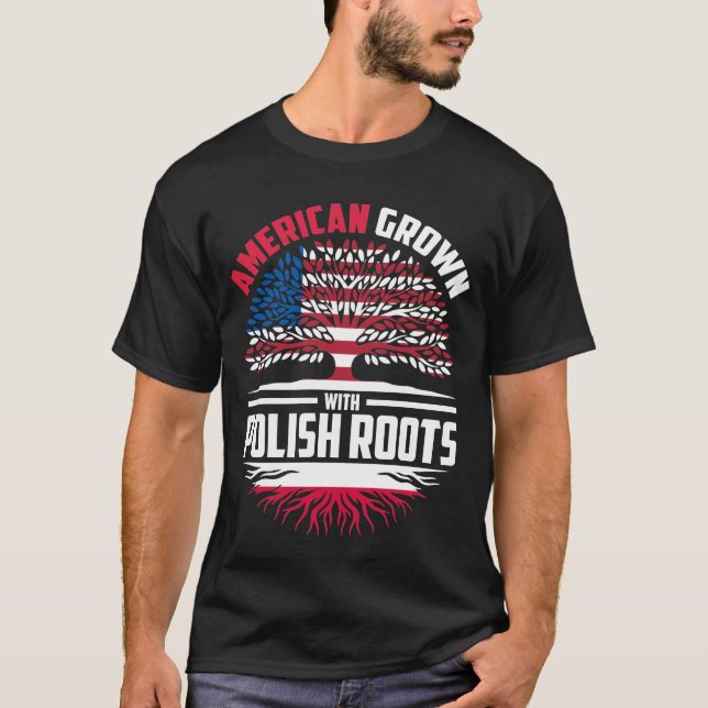 Amerikas Wachstum mit polnischen Wurzeln Polen Fla T-Shirt (Vorderseite)