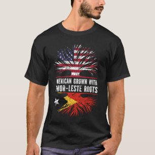 Amerikas Wachstum mit Timor-Leste Roots USA Flag T-Shirt