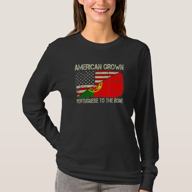 Amerikas Wachstum Portugiesisch bis zum Knochen Po T-Shirt (Vorderseite)