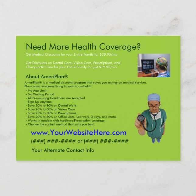 AmeriPlan Health Coverage Postcard Postkarte (Vorderseite)