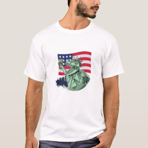 Amerisaurus Dinosaur T Rex Statue of Liberty Ameri T-Shirt
