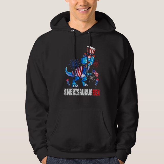 Amerisaurus Rex American Flag 4th of July T Rex Di Hoodie (Vorderseite)