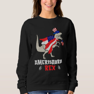 Amerisaurus Rex American Flag 4th of July T Rex Di Sweatshirt