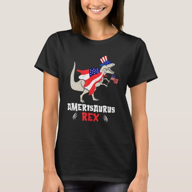 Amerisaurus Rex American Flag 4th of July T Rex Di T-Shirt (Vorderseite)