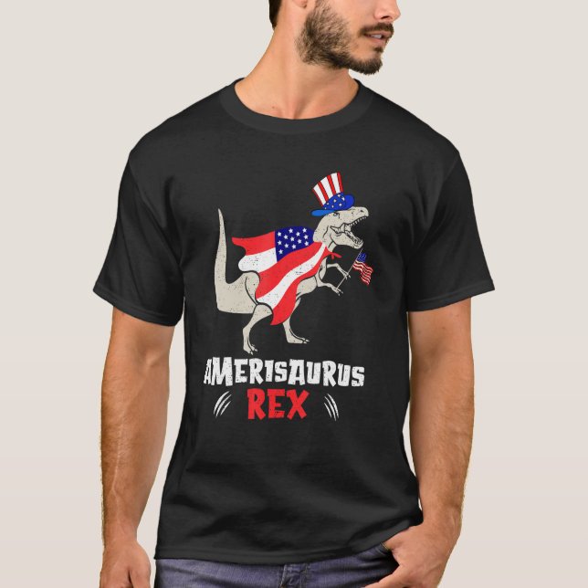 Amerisaurus Rex American Flag 4th of July T Rex Di T-Shirt (Vorderseite)