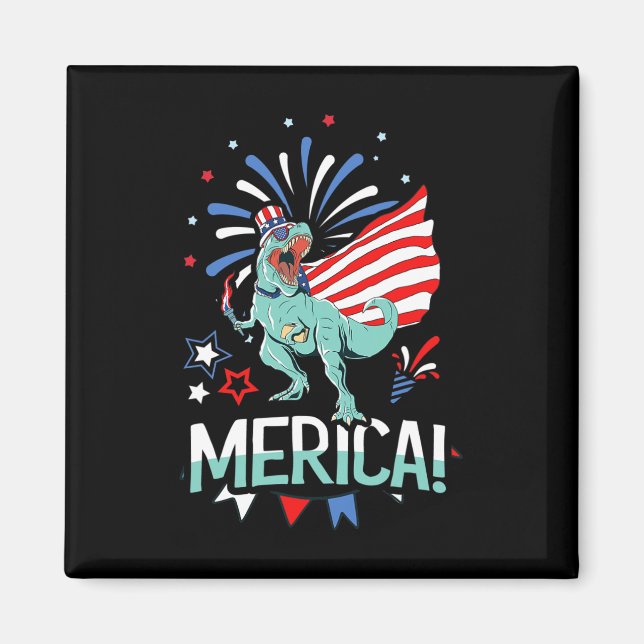 Amerisaurus Rex American Flag Independence Day Mer Magnet (Vorne)