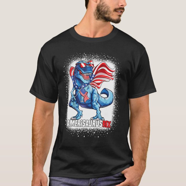 Amerisaurus Rex Cool Dinosaurier Patriotic 4. Juli T-Shirt (Vorderseite)