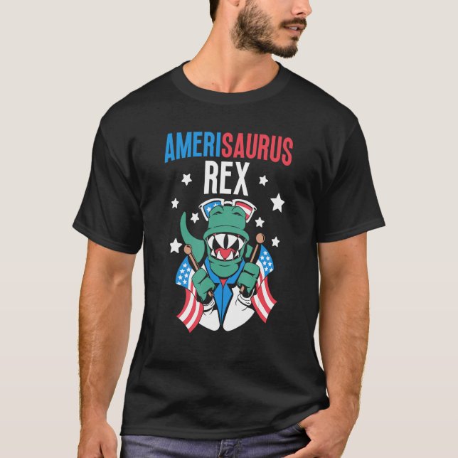 Amerisaurus Rex Usa 4Th Of July America Independen T-Shirt (Vorderseite)