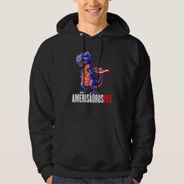 Amerisaurus T Rex Dinosaur American Flag 4th of Ju Hoodie (Vorderseite)