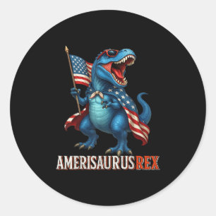 Amerisaurus T Rex Dinosaurier 4. Juli American Fl Runder Aufkleber