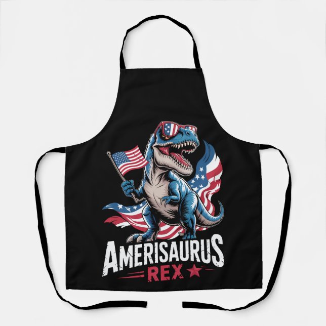 Amerisaurus T Rex Dinosaurier 4. Juli US-Amerikane Schürze (Vorderseite)