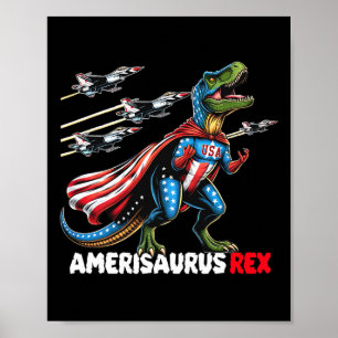 Amerisaurus T-rex Patriotic Boys Girl 4. Juli Poster