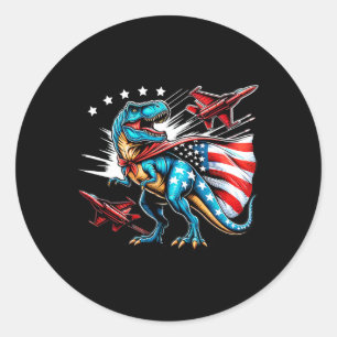 Amerisaurus T-rex Patriotic Boys Girl 4. Juli Runder Aufkleber