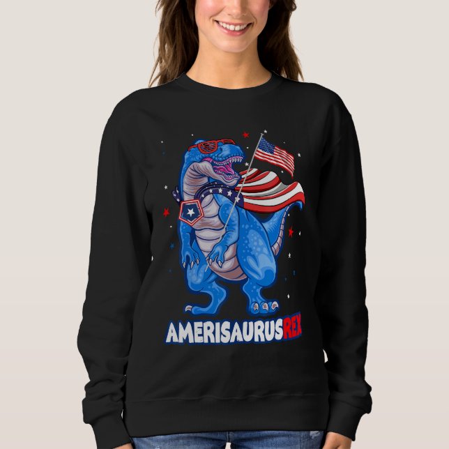 Amerisaurus T-rex USA Flag Kids Funny 4th Of July  Sweatshirt (Vorderseite)