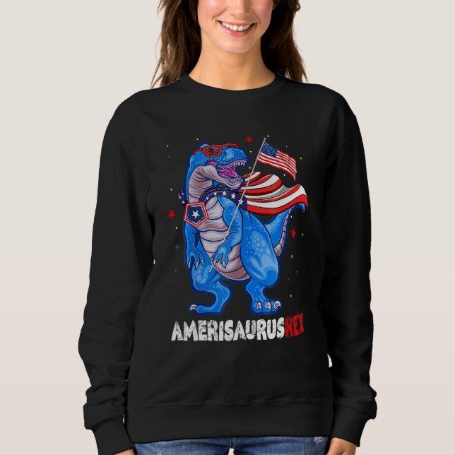 Amerisaurus T Rex USA Flag Kids Funny 4th Of July  Sweatshirt (Vorderseite)