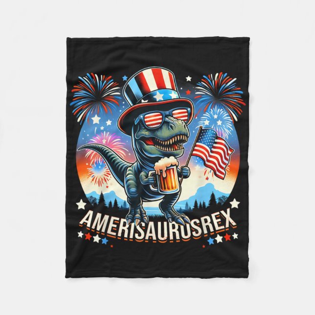 Amerisaurusrex American Flag Niedlich Dinosaur T-r Fleecedecke (Vorderseite)