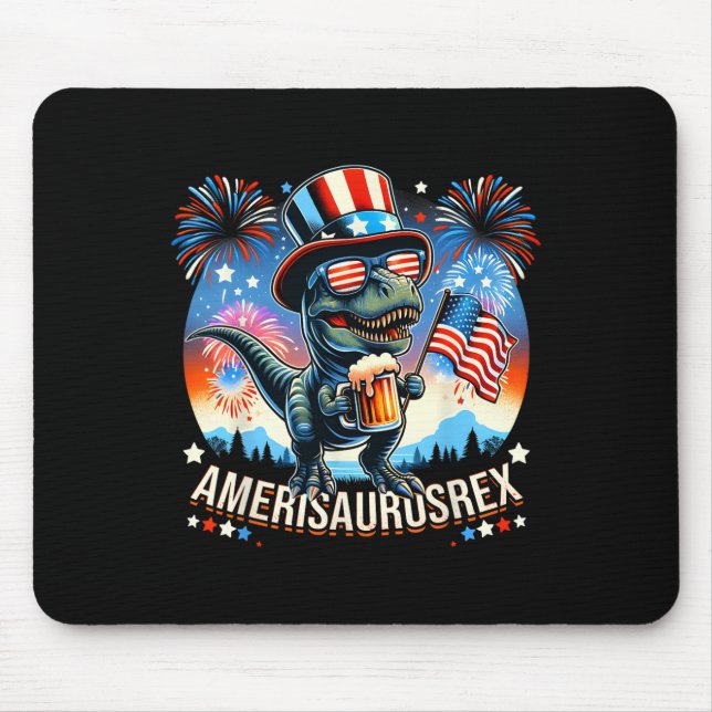 Amerisaurusrex American Flag Niedlich Dinosaur T-r Mousepad (Vorne)