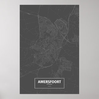 Amersfoort, Niederlande (weiß auf schwarz) Poster