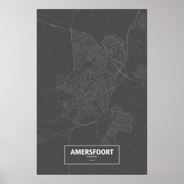 Amersfoort, Niederlande (weiß auf schwarz) Poster (Vorne)