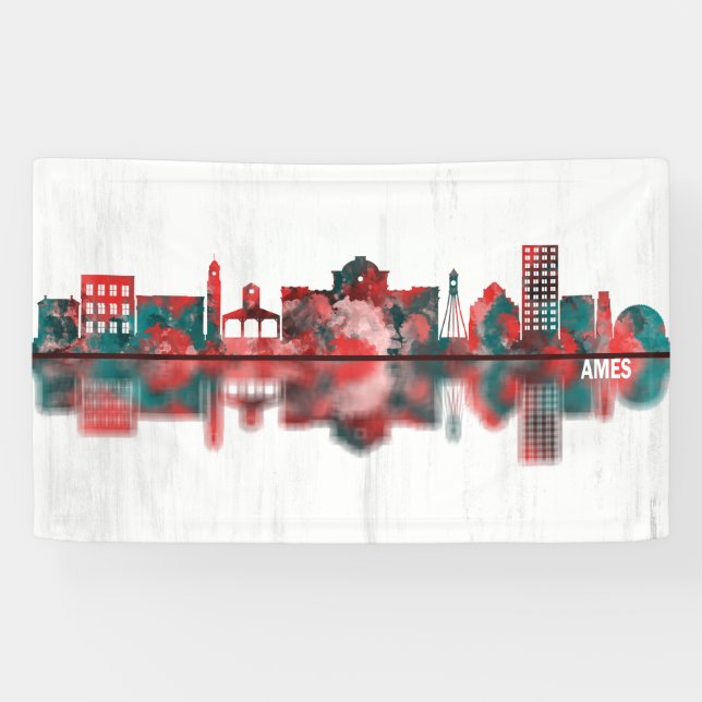 Ames Iowa Skyline Banner (Horizontal)