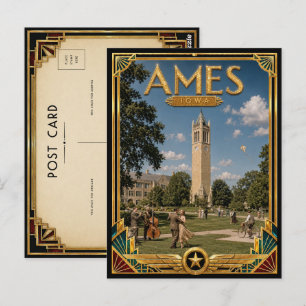 Ames Iowa Vintage Art Deco Golden Age Postkarte