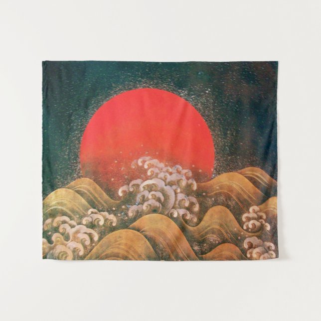 AMETERASU, SUN GODESS Red Brown Black Wandteppich (Vorderseite (Horizontal))