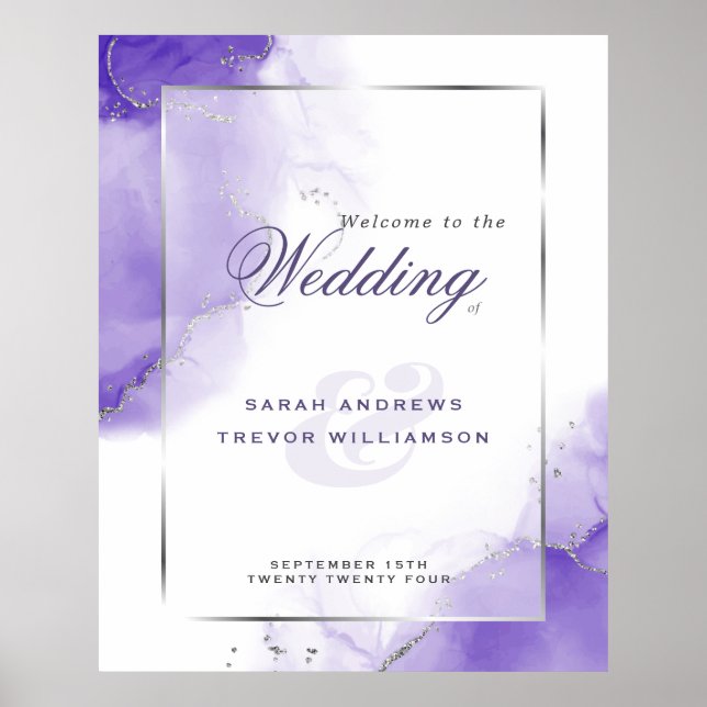 Amethyst Abstrakt Wedding Welcome Poster (Vorne)