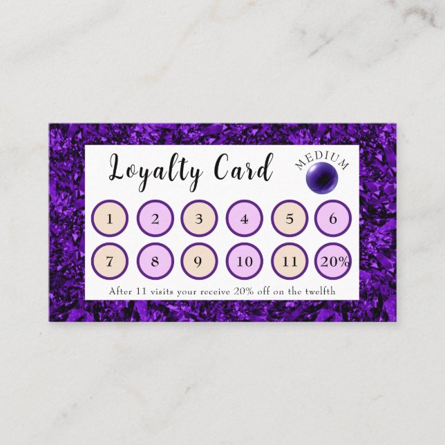 Amethyst & Amethyst Crystal Ball Loyalty Card Empfehlungskarte (Vorderseite)