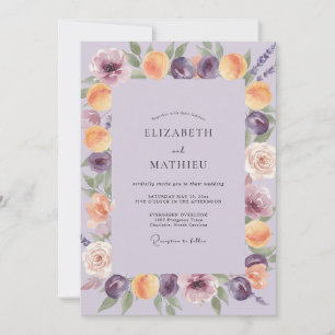 Amethyst-Aprikosen-bemalte Hochzeit Einladung