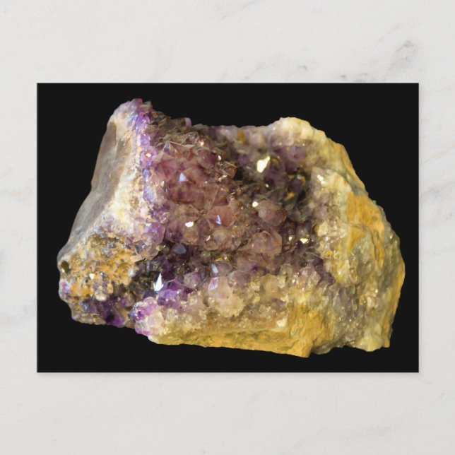 Amethyst auf der Black Background Postkarte (Vorderseite)